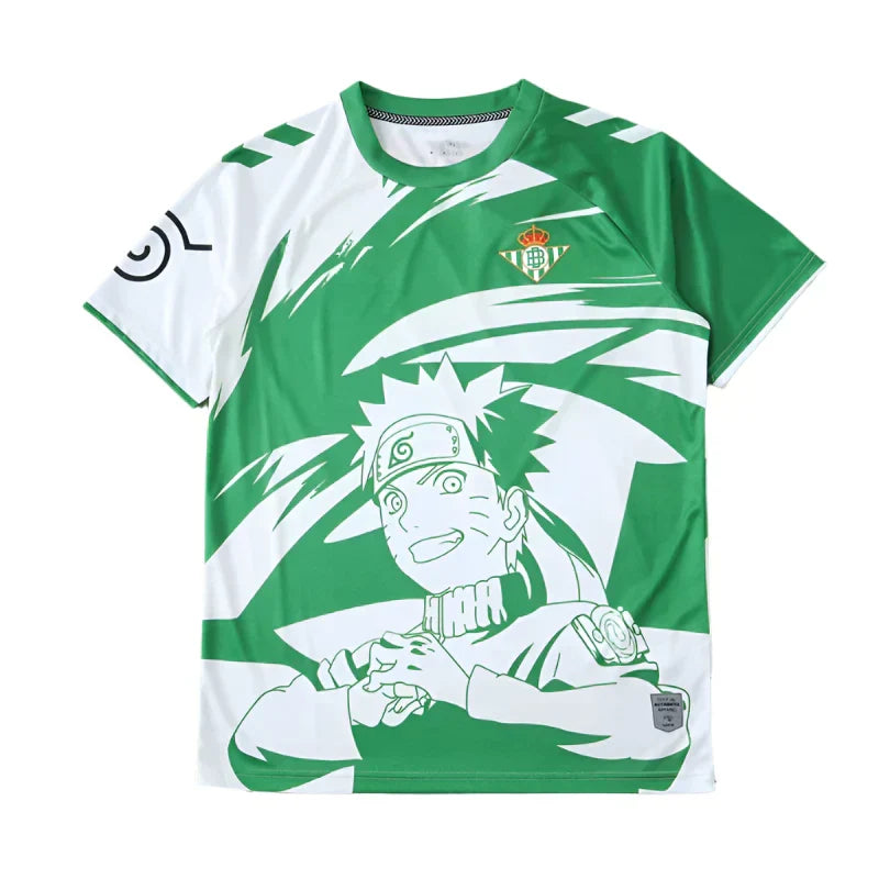 Real Betis Balompié × Naruto Fan Version 2024/25 – Green & White Naruto Uzumaki Graphic La Liga Football Jersey | Anime Collab Kit