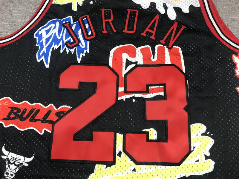 Michael Jordan #23 Chicago Bulls Mitchell & Ness Black Graffiti All-Over Print 1997-98 Hardwood Classics Swingman Jersey