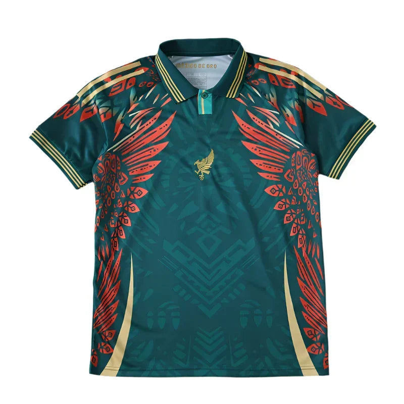Mexico México de Oro Concept Fan Version Jersey 2025/26 – Dark Green Red Gold Eagle Wing Adidas Polo Shirt