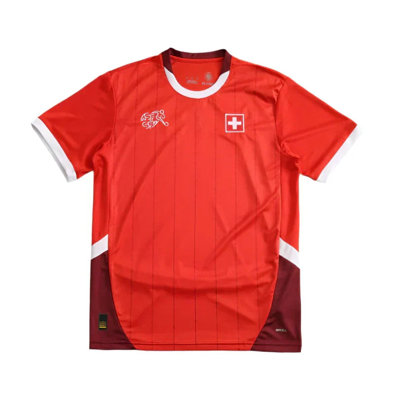 Switzerland 2024 Home Fan Jersey – Red & White | UEFA Euro | ASF/SFV Crest | Swiss National Team Kit