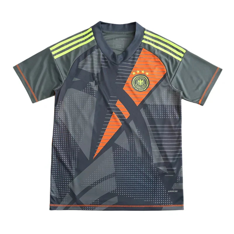 Germany National Team UEFA Goalkeeper Fan Version Jersey 2024 – Dark Grey & Orange Euro 2024 GK Shirt