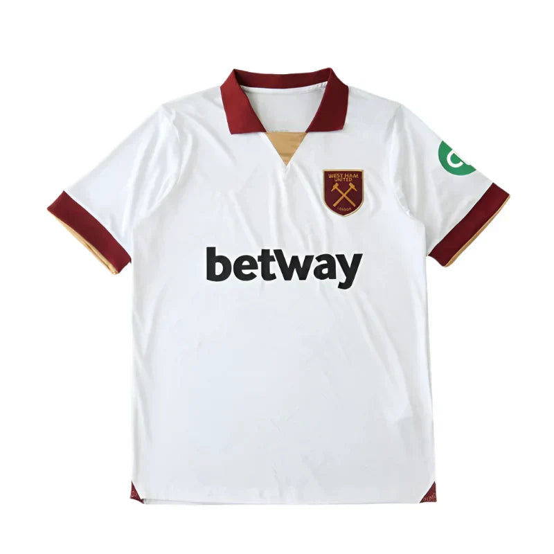 West Ham United Third Fan Version 2024/25 – White Premier League Football Jersey | Gold Hammers Crest & Benrahma Edition
