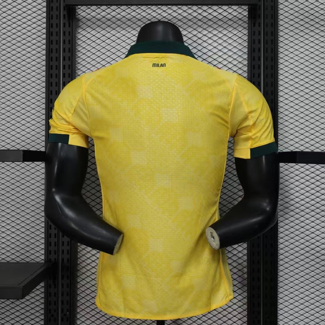 2025/26 AC Milan Third Away Player Version Jersey - Yellow Green - Emirates - AC Milan Shadow Pattern