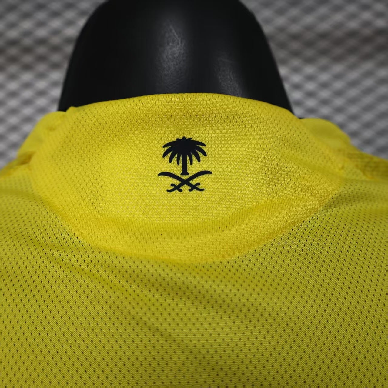 2025/26 Al-Riyadh Victory Home Player Version Jersey - Bright Yellow Body All-Over Diamond Embossed Texture - Black Side Seam Piping - Al-Riyadh Victory Crest - KAFD Principal Sponsor