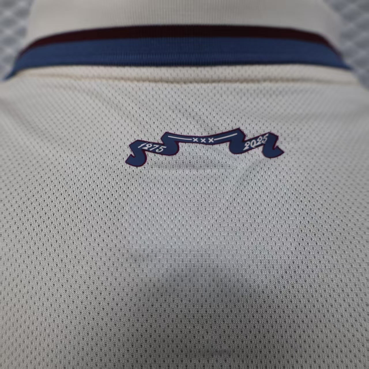 2025/26 Ajax Away Off-White Player Version Jersey - Ziggo - Navy Polo Collar - Four Stars