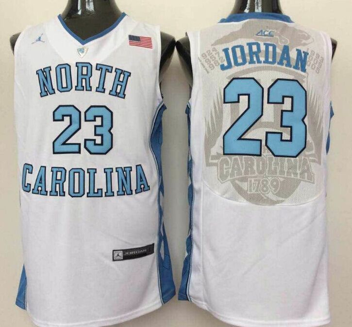 Michael Jordan #23 North Carolina Tar Heels Jordan Brand White Home ACC Game Jersey