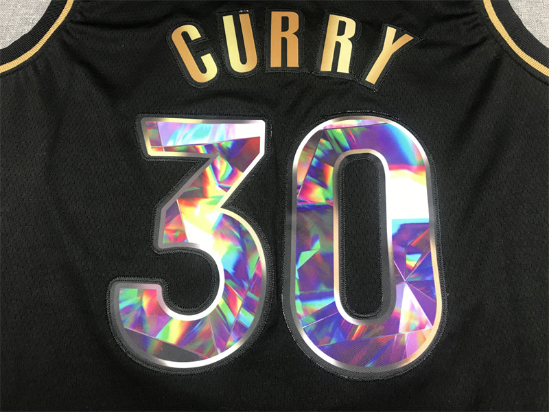 Stephen Curry #30 Golden State Warriors Black NBA 75th Anniversary Diamond Edition Holographic Bay Bridge Badge Swingman Jersey