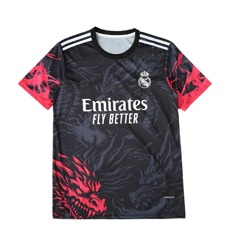 Real Madrid 2024/25 Black Pink Dragon Concept Jersey – Black Rose Adidas Fan Version
