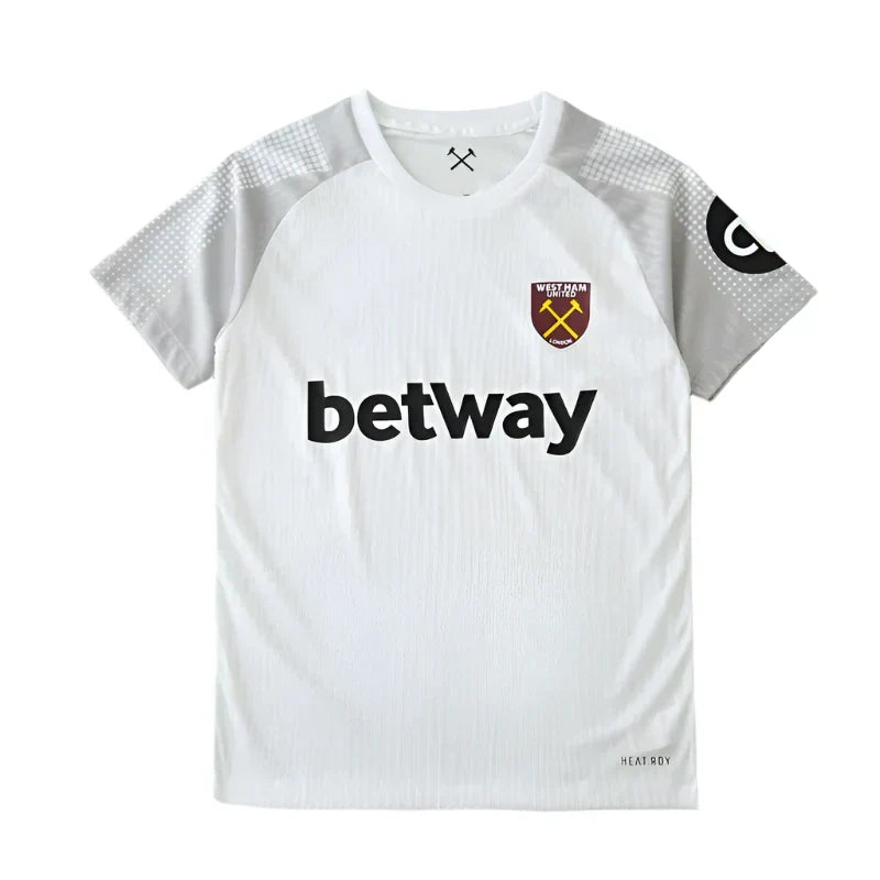 West Ham United Third Fan Version 2024/25 – White Tonal Stripe Premier League Jersey | Gold Crossed Hammers Crest