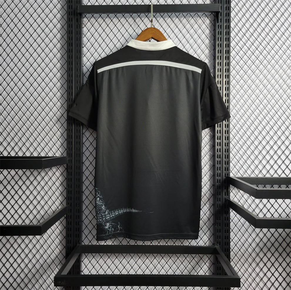 Real Madrid 2014-15 Third Dragon Jersey – Adidas Black White Dragon Print Fly Emirates Climacool Ronaldo Bale Benzema Ramos Modric Marcelo La Liga Champions League Fan Version Football Shirt