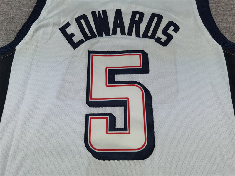 Anthony Edwards #5 Team USA 2024 Paris Olympics White Away Swingman Jersey – Nike Sparks of Destiny
