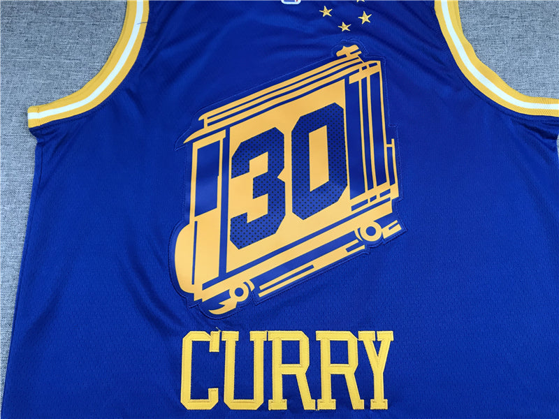 Stephen Curry #30 Golden State Warriors Royal Blue 2020-21 "The City" San Francisco Gold Bay Bridge Badge Classic Edition Swingman Jersey