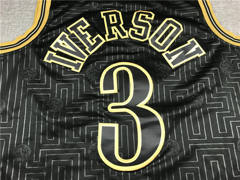 Men's Philadelphia 76ers Allen Iverson Black 2000-01 Hardwood Classics Jerseys