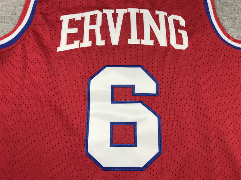 Men's Philadelphia 76ers Julius Erving #6 Red Hardwood Classics Swingman Jerseys