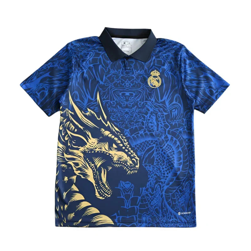 Real Madrid 2024/25 Year of the Dragon Special Edition Jersey – Royal Blue Gold Adidas Fan Version