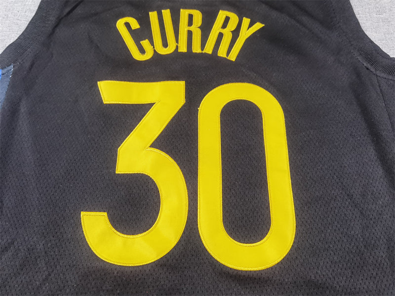 Stephen Curry #30 Golden State Warriors Jordan Brand 2024-25 Black Statement Edition Diagonal Blue Panel Swingman Jersey