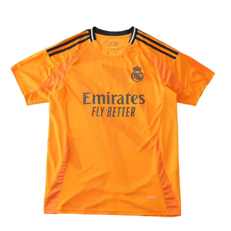 Real Madrid 2024/25 Away Jersey – Orange Adidas Mbappé Vini Jr Bellingham Fan Version