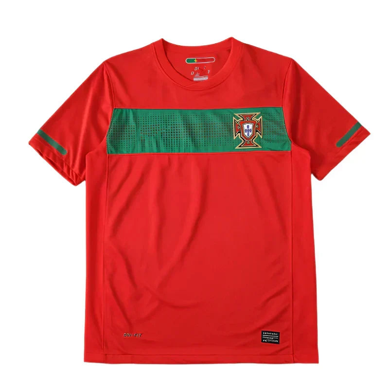 Portugal National Team Home Retro Fan Version 2010 – Scarlet Red & Green World Cup Football Jersey | FPF Crest