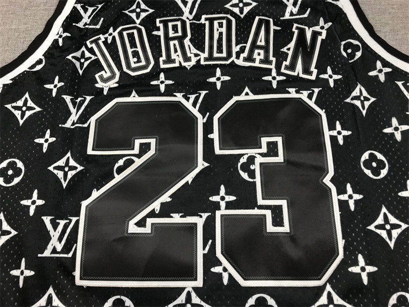 Michael Jordan #23 Chicago Bulls Mitchell & Ness Black Luxury Monogram All-Over Print 1997-98 Hardwood Classics Swingman Jersey