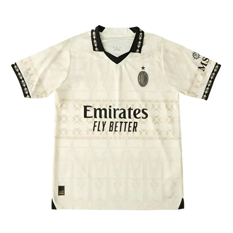 A.C. Milan Fourth Beige Fan Version Soccer Jersey 2023/24 – Custom Name & Patch | Giroud, Pulisic, Leão