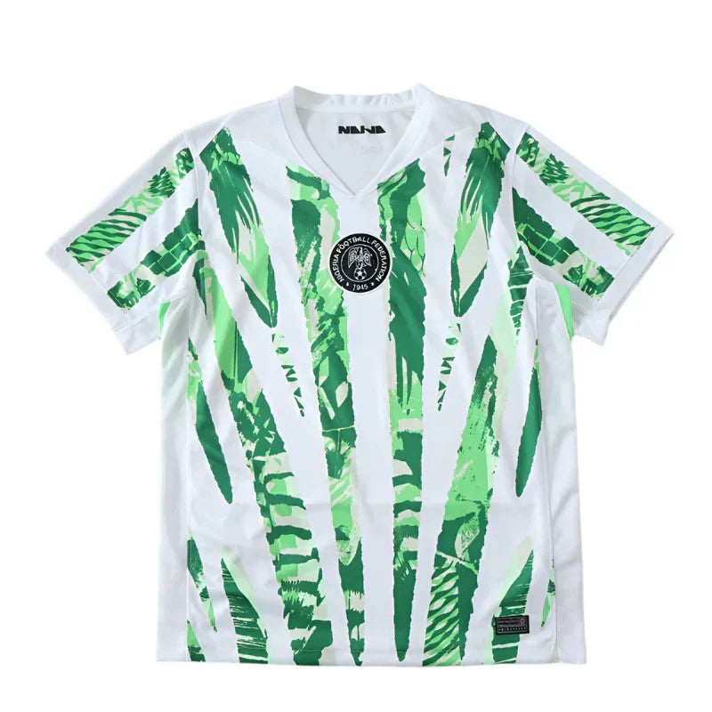 Nigeria National Team 2025/26 Home Jersey – White Green Brushstroke Print NANA Fan Version