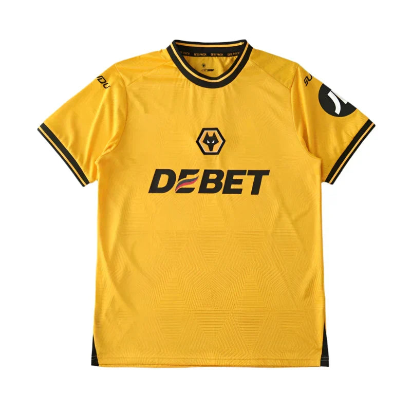 Wolverhampton Wanderers Home Fan Version 2024/25 – Old Gold Premier League Football Jersey | Wolf Crest DEBET SUDU Kit