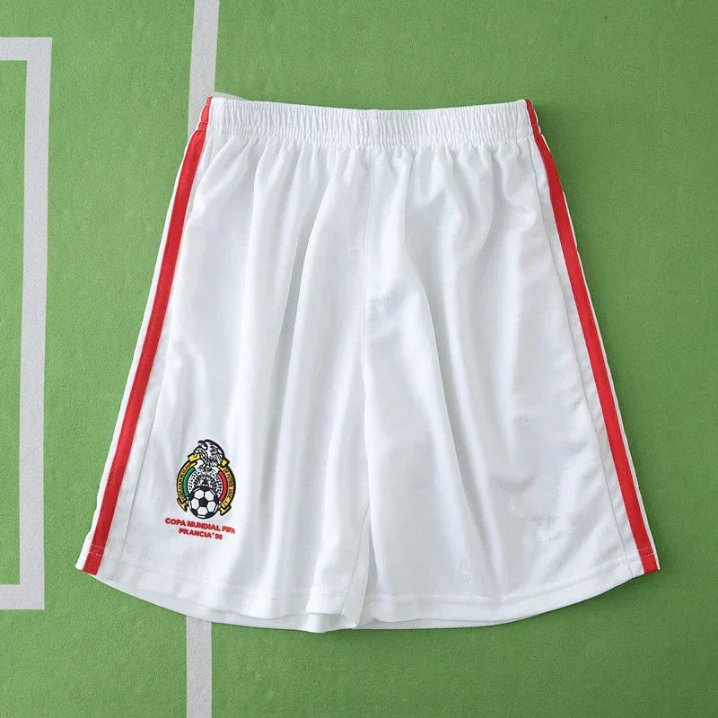 Mexico Home Retro Kids Kit 1998 – Green Aztec Sun Stone France World Cup Children's Football Shirt & Shorts Set