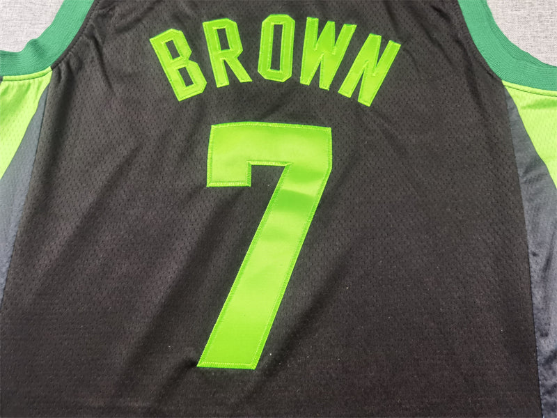 Jaylen Brown #7 Boston Celtics 2024/25 City Edition Swingman Jersey – Black & Volt NBA Fan Gear