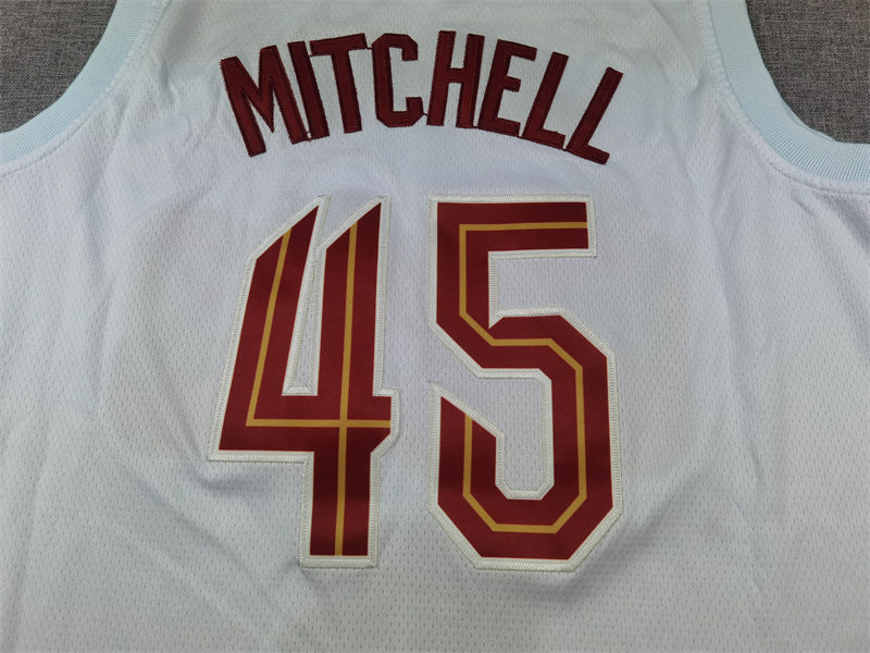 Men's Cleveland Cavaliers Donovan Mitchell #45 White Swingman Jerseys - Association Edition