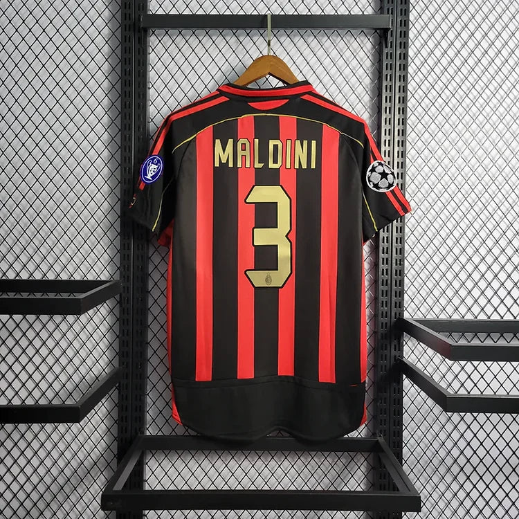 AC Milan 2006-07 Home Jersey – Black & Red Adidas bwin Retro Serie A Champions League Football Shirt | Maldini Kaká Pirlo