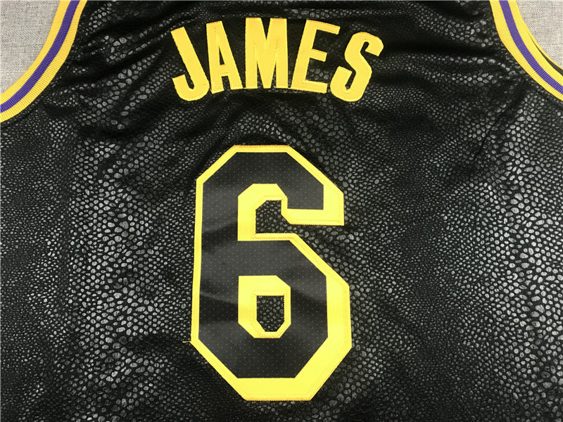 LeBron James #6 Los Angeles Lakers Black 2021-22 City Edition "Mamba" Snake Scale Swingman Jersey