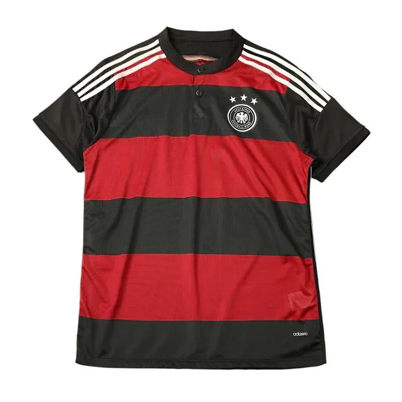 Germany National Team Away Retro Fan Jersey 2014 – Black & Red Stripe World Cup Winner Shirt