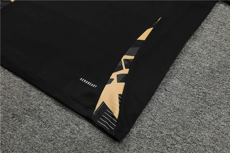 Real Madrid 2024/25 Black & Gold Adidas Training Tracksuit – Quarter-Zip Top & Tapered Pants | Emirates La Liga Training Suit