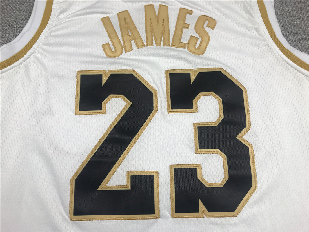 LeBron James #23 Los Angeles Lakers White 2021-22 Golden Edition Swingman Jersey – Gold Globe Logo