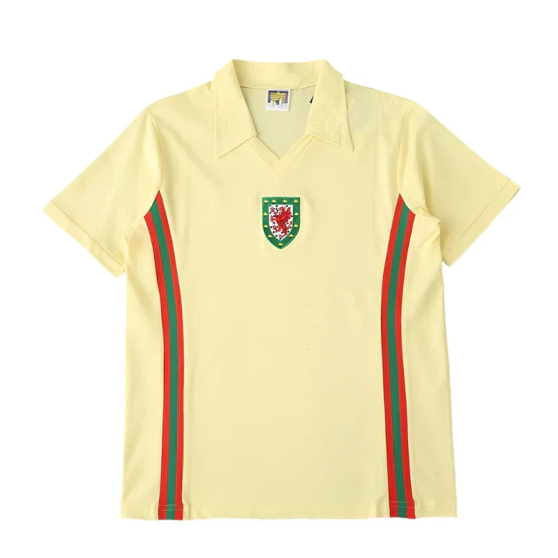 Wales National Team 1976-1979 Away Retro Fan Jersey – Yellow | Red Dragon Crest Classic Kit