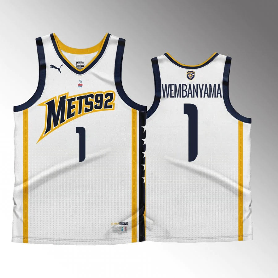 Victor Wembanyama #1 Metropolitans 92 Puma Navy Blue French Pro A Basketball Jersey