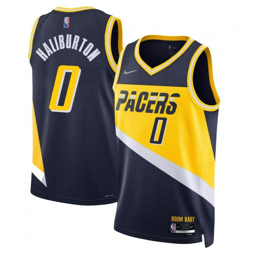 Tyrese Haliburton #0 Indiana Pacers Nike Navy 2021/22 "Boom Baby" City Edition Swingman Jersey