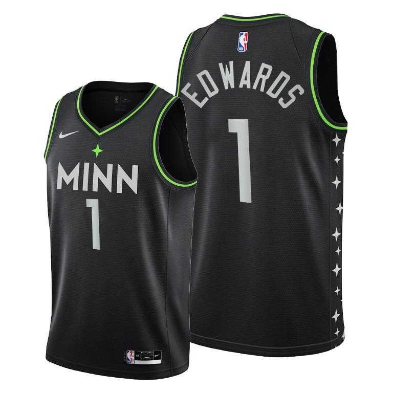 Anthony Edwards #1 Minnesota Timberwolves Black 2020-21 City Edition Swingman Jersey – Nike