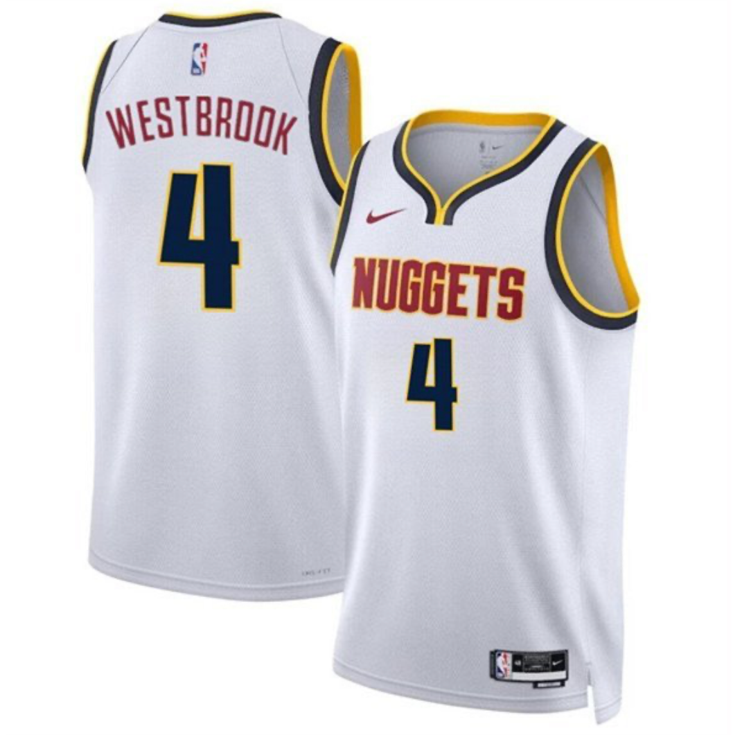 Men's & Youth Denver Nuggets Russell Westbrook #4 Nike White Association Edition Swingman Jersey