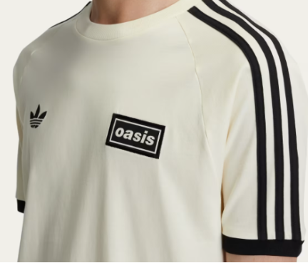 Oasis x Adidas Live '25 T-Shirt – Off-White | Three-Stripe Crew Neck Tee