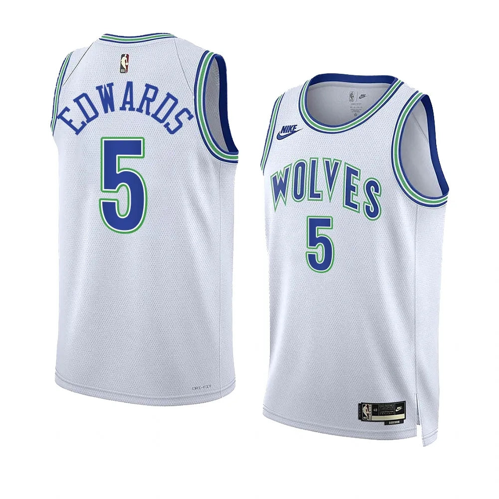 Anthony Edwards #5 Minnesota Timberwolves White Classic Edition Swingman Jersey – Nike Hardwood Classics