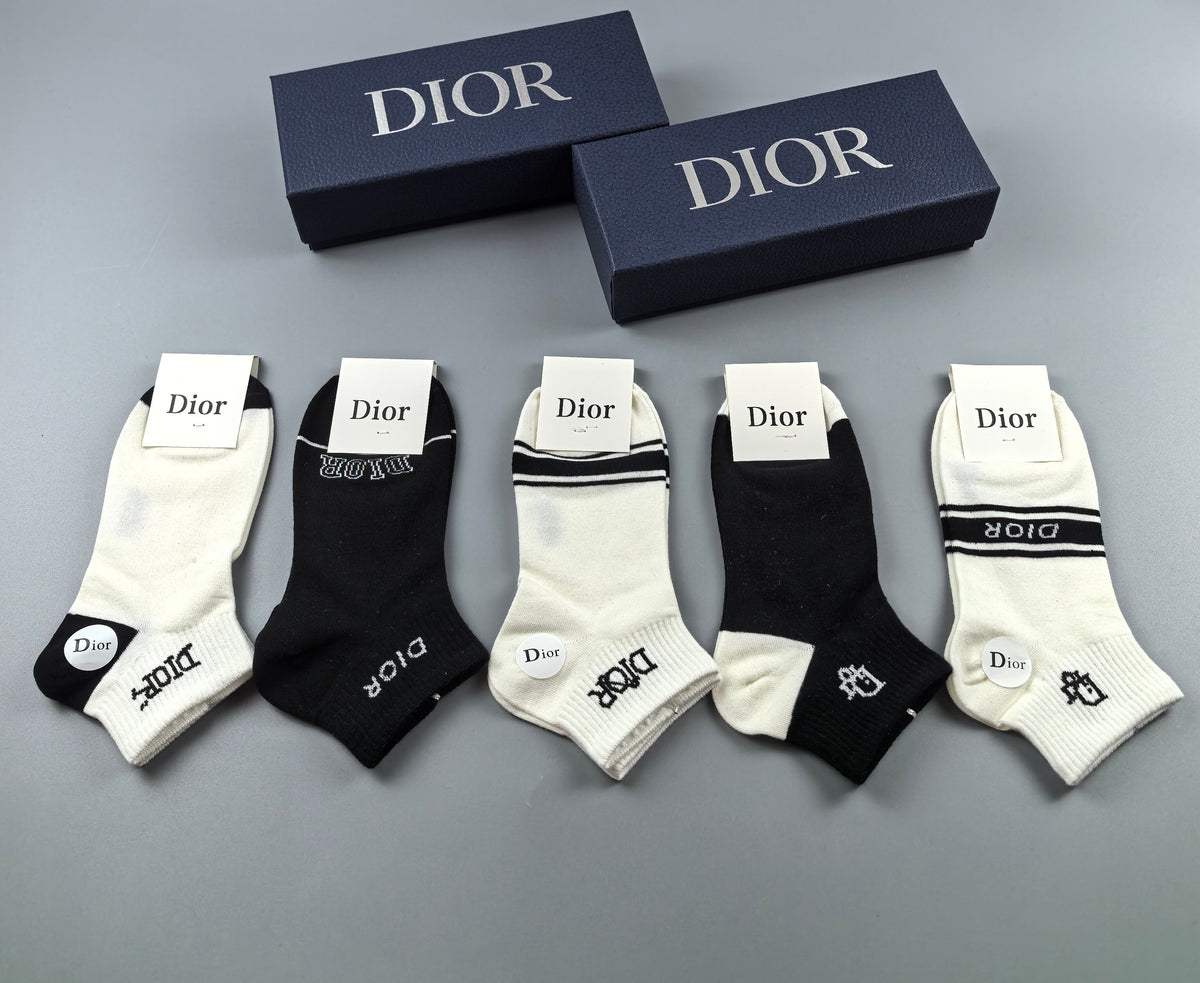 Dior Black Cream Broad Sock Labels Ankle Socks, image 6