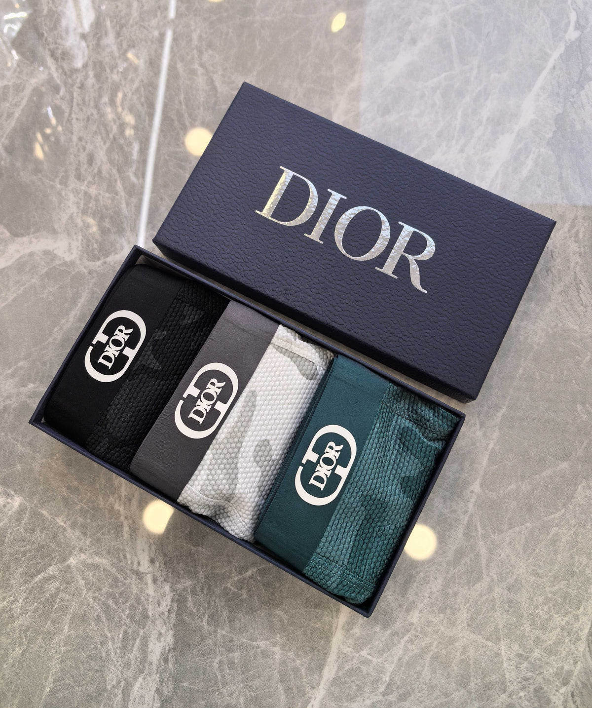 Dior Black Tonal Camouflage Double Letter Waist Boxer Briefs, image 6