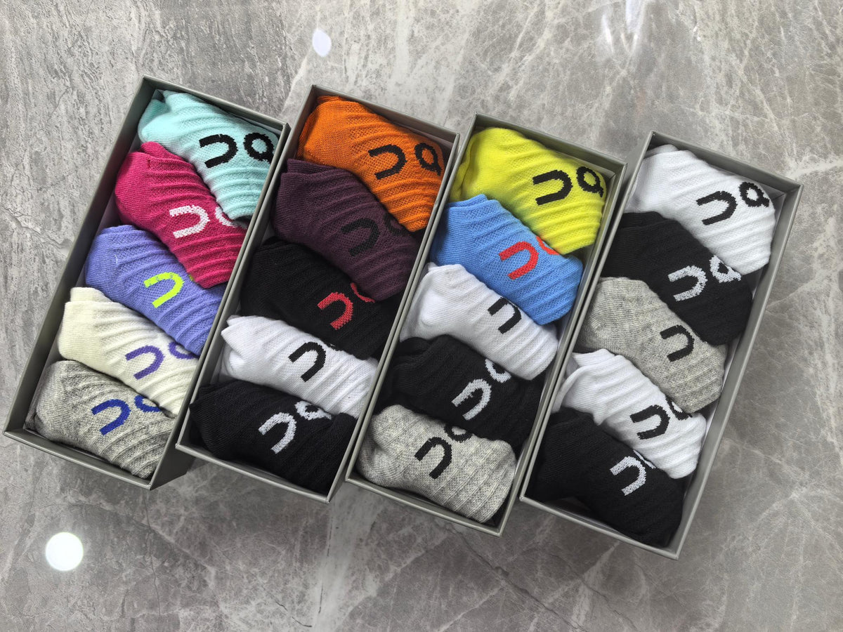 On Boxed Orange Burgundy Grey Wordmarks Crew Socks, image 9