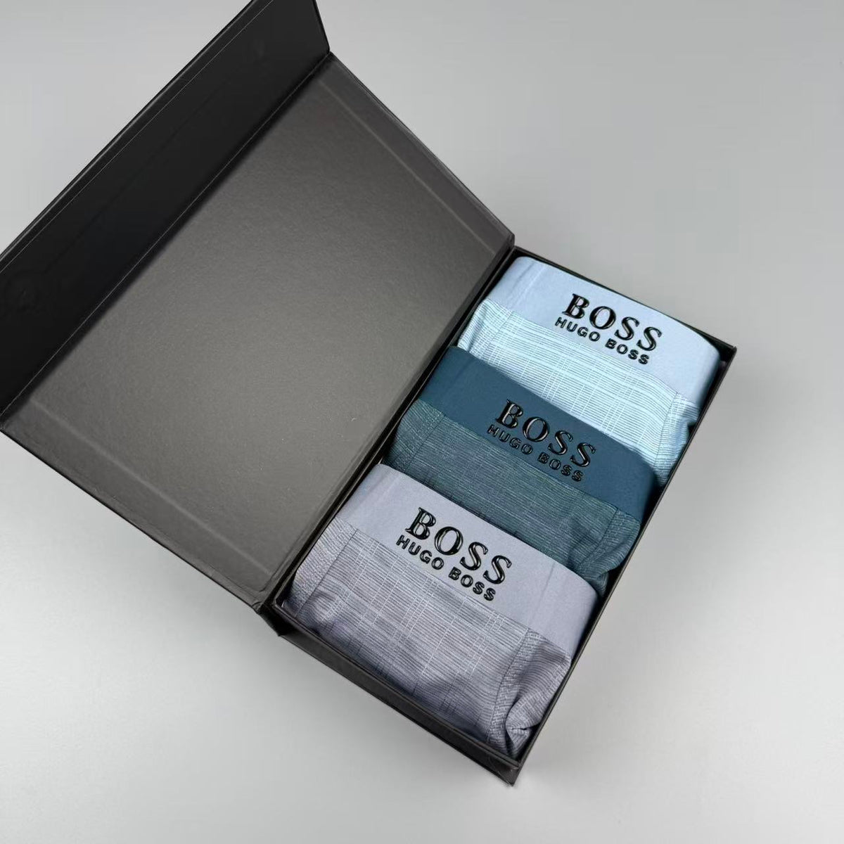 BOSS Blue Grey Extended Leg Long-Leg Boxer Briefs, image 6