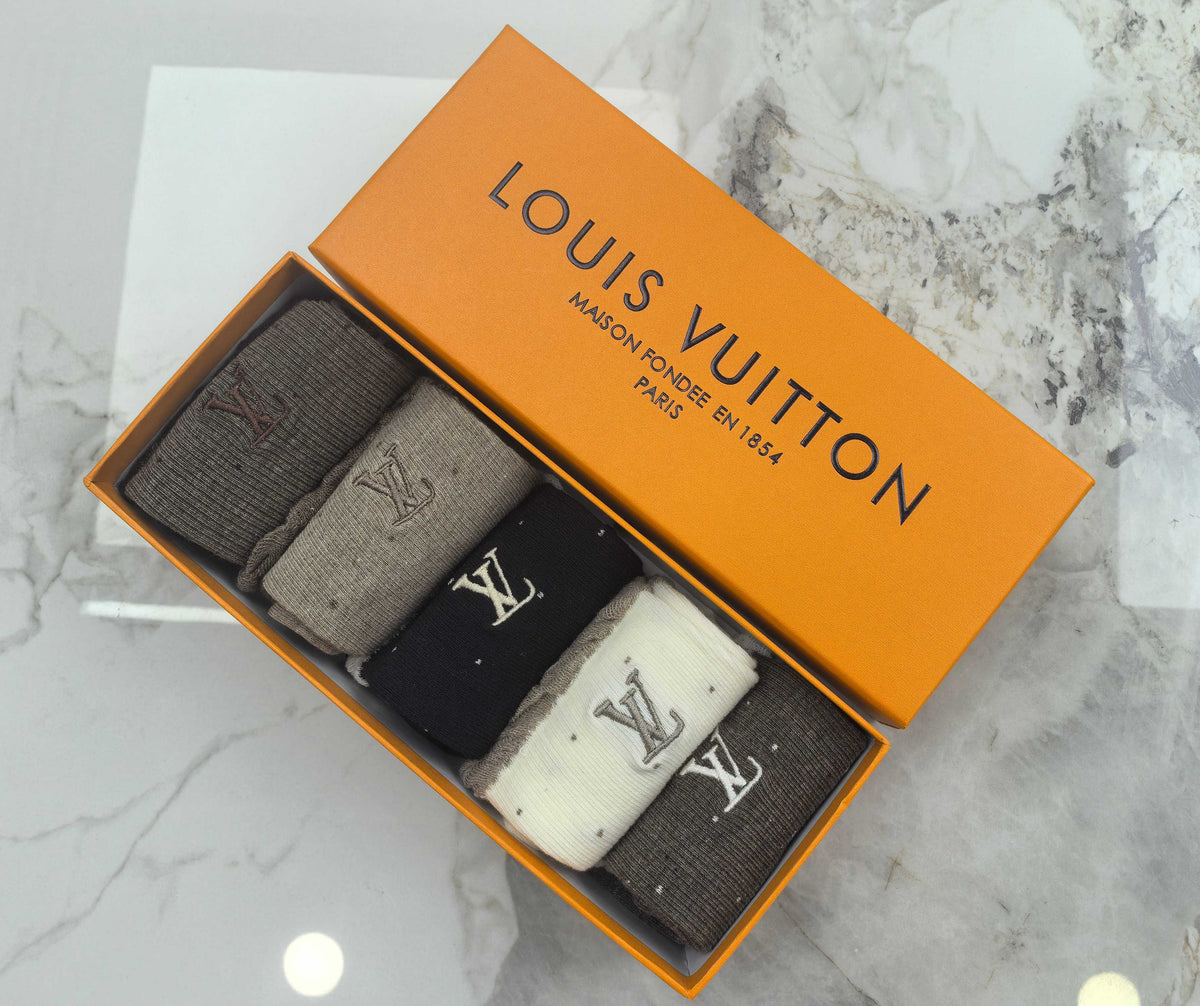 Louis Vuitton Earthy Neutral Frilled Cuff Monograms Crew Socks, image 6
