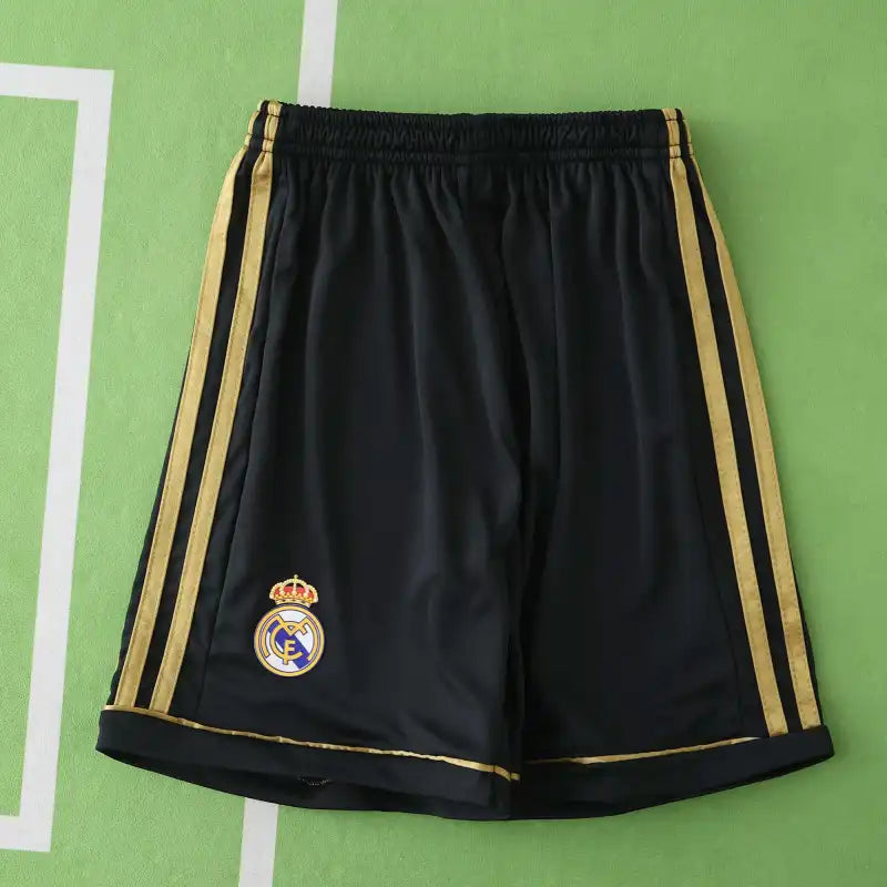 Real Madrid 2011/12 Away Retro Kids Kit – Black Gold Adidas Bwin Children's Jersey & Shorts Set