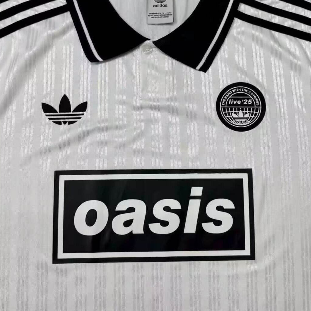 Oasis x Adidas Live '25 Football Jersey – White & Black