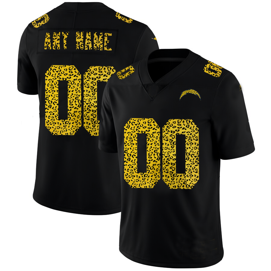 Custom1 Los Angeles Chargers Leopard Print Fashion Vapor Limited Jerseys Black Stitched American Football Jerseys