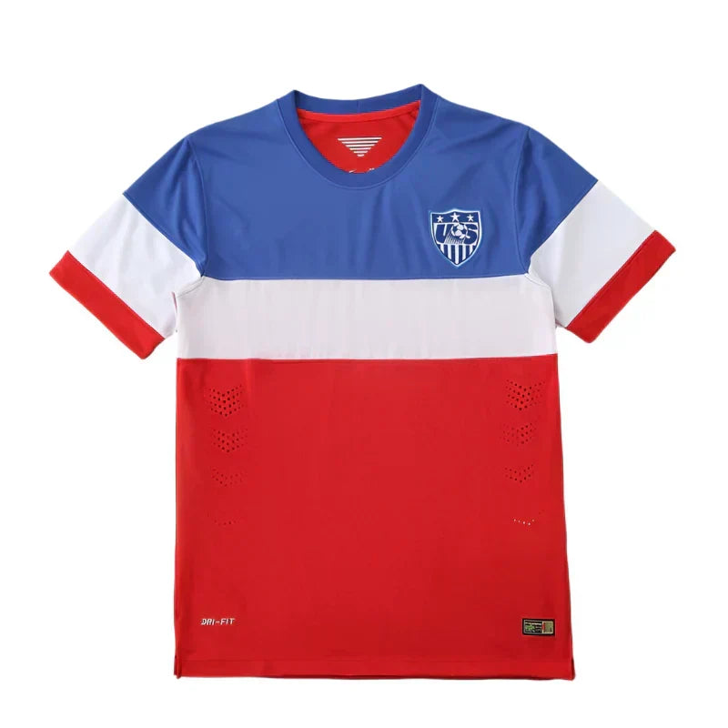 USA National Team Away Retro Fan Version 2014 World Cup – Blue White Red Tri-Color Stripe USMNT Jersey